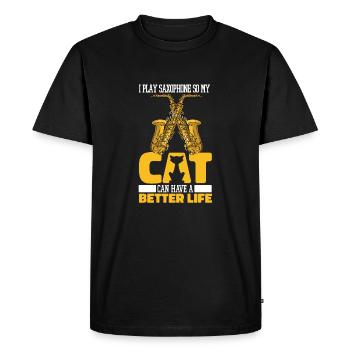 Saxophone Saxophone Cat - Men's Premium Organic T-Shirt - black - Front - Nico (187cm)