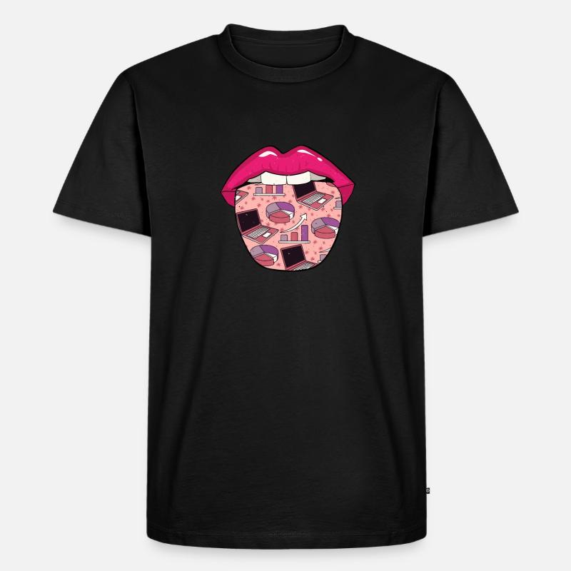 Data Science Data Analyst Lippen - Männer Premium Bio T-Shirt - Schwarz