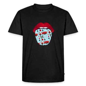 Langue de pompier - T-shirt Premium bio Homme - noir - Devant - Nico (187cm)
