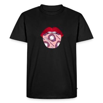 Langue de baseball - T-shirt Premium bio Homme - noir - Devant - Nico (187cm)