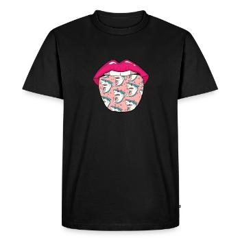 Langue de requin - T-shirt Premium bio Homme - noir - Devant - Nico (187cm)