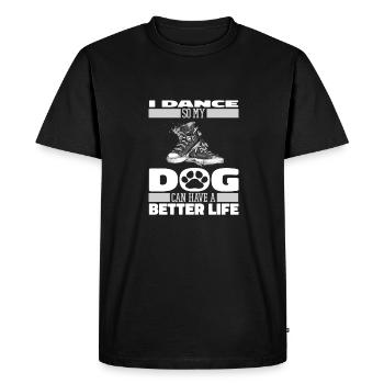 Chien danseur dansant - T-shirt Premium bio Homme - noir - Devant - Nico (187cm)