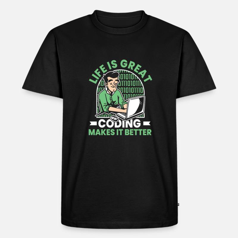 Entwickler Coder Programmierer Lustig - Männer Premium Bio T-Shirt - Schwarz