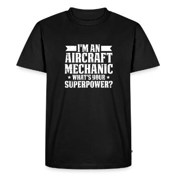 Superpuissance mécanicienne d’avion - T-shirt Premium bio Homme - noir - Devant - Nico (187cm)