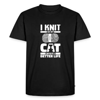 Tricoter chat - T-shirt Premium bio Homme - noir - Devant - Nico (187cm)