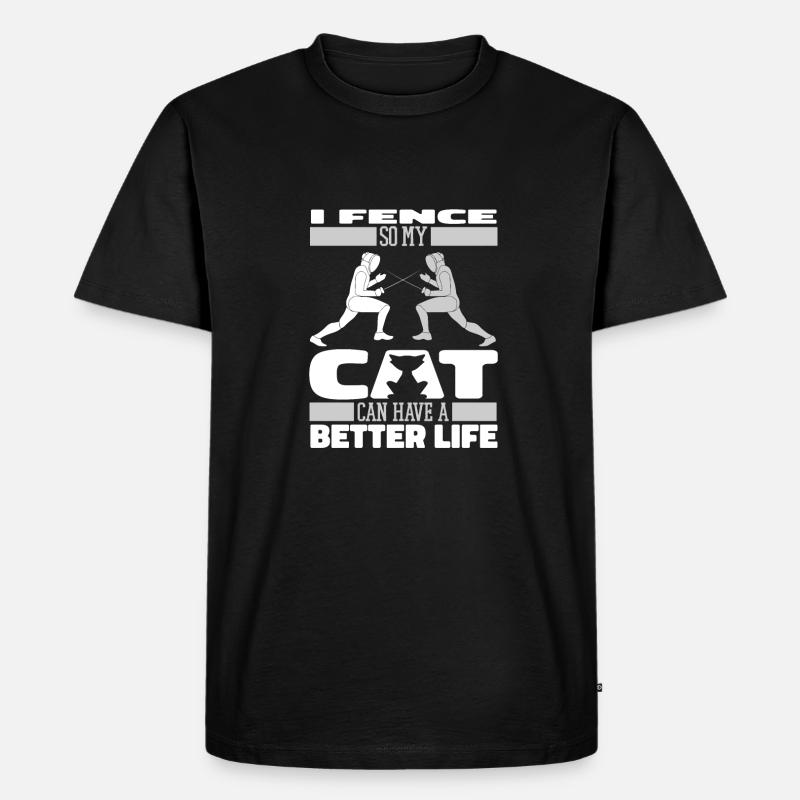 Fechten Fechter Katze - Männer Premium Bio T-Shirt - Schwarz