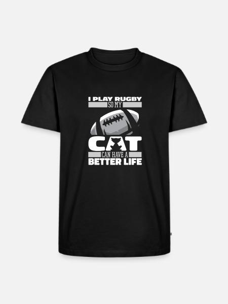 Rugby cat - Men's Premium Organic T-Shirt - black