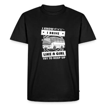 Chauffeur de bus filles - T-shirt Premium bio Homme - noir - Devant - Nico (187cm)