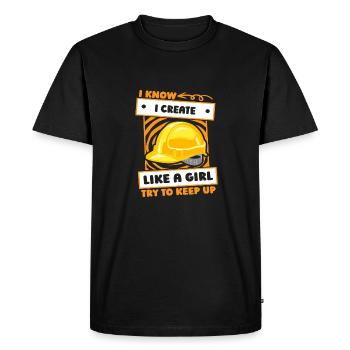 Fille ingénieur - T-shirt Premium bio Homme - noir - Devant - Nico (187cm)