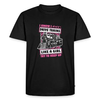 Train driver girl train driver - Men's Premium Organic T-Shirt - black - Front - Nico (187cm)