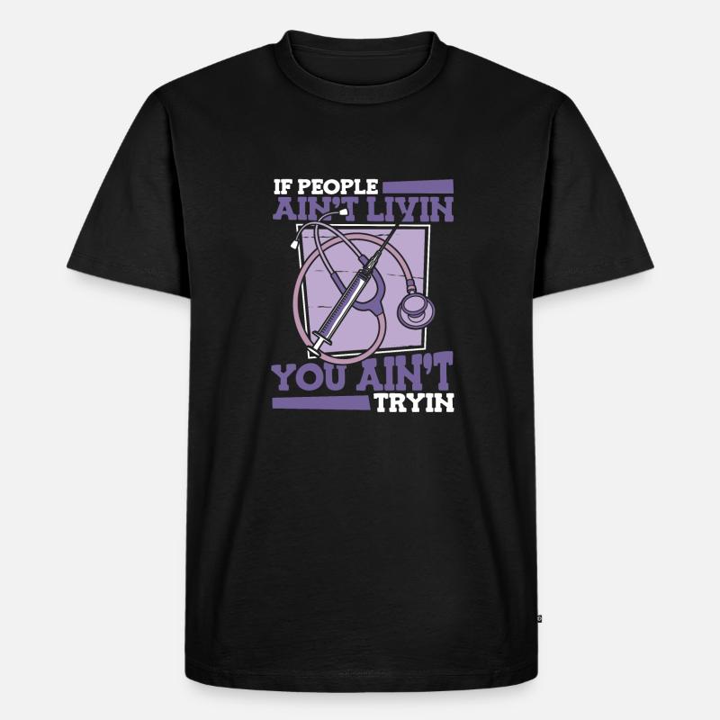 Krankenschwester Stethoskop - Männer Premium Bio T-Shirt - Schwarz