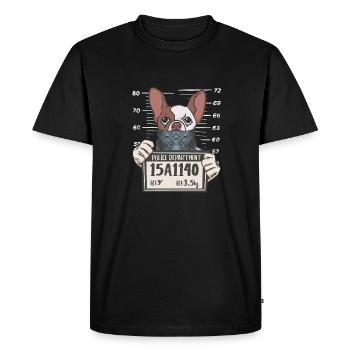 French Bulldog police photo - Men's Premium Organic T-Shirt - black - Front - Nico (187cm)