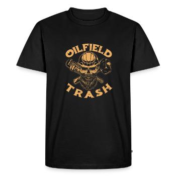 Champ pétrolifère Plate-forme pétrolière Crâne Déchets de champ pétrolifère - T-shirt Premium bio Homme - noir - Devant - Nico (187cm)