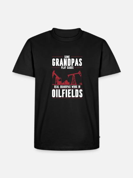 Ölfeld Bohrinsel Opa - Männer Premium Bio T-Shirt - Schwarz