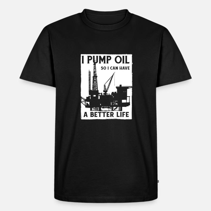 Ölfeld Bohrinsel Pumpe - Männer Premium Bio T-Shirt - Schwarz
