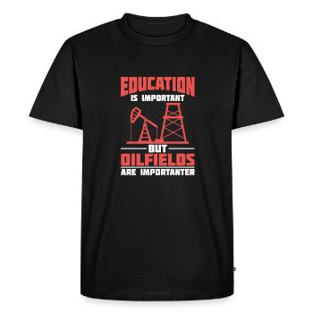 Plate-forme pétrolière sarcastique - T-shirt Premium bio Homme - noir - Devant - Nico (187cm)