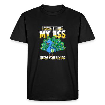 Peacock Bird I Didnt Fart My Butt Blew You A Kiss - Men's Premium Organic T-Shirt - black - Front - Nico (187cm)