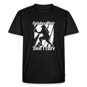 Softball Catcher Hair Don't Care - Men's Premium Organic T-Shirt - black - Front - Nico (187cm)