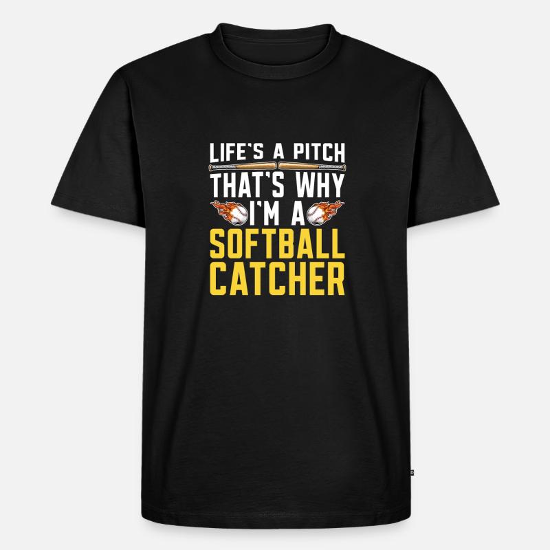 Softball Fänger - Männer Premium Bio T-Shirt - Schwarz