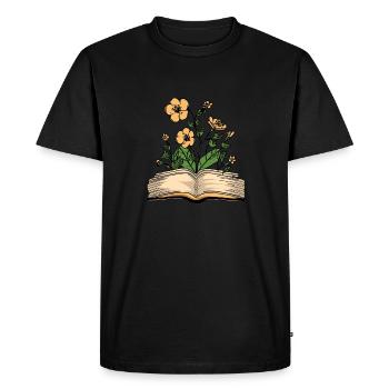 Book Bookworm Bookworm Flowers - Men's Premium Organic T-Shirt - black - Front - Nico (187cm)