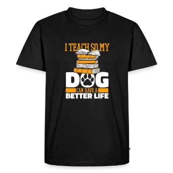 Professeur Chien Pédagogue - T-shirt Premium bio Homme - noir - Devant - Nico (187cm)