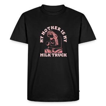 Chariot de lait maternel au lait de vache - T-shirt Premium bio Homme - noir - Devant - Nico (187cm)