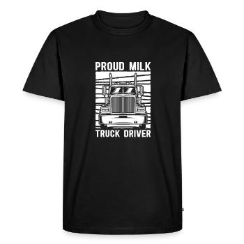 Camion de lait de vache Chauffeur de lait - T-shirt Premium bio Homme - noir - Devant - Nico (187cm)