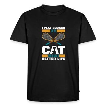 Squash Cat - Men's Premium Organic T-Shirt - black - Front - Nico (187cm)