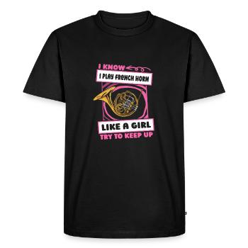 Horniste French Horn Girl - T-shirt Premium bio Homme - noir - Devant - Nico (187cm)