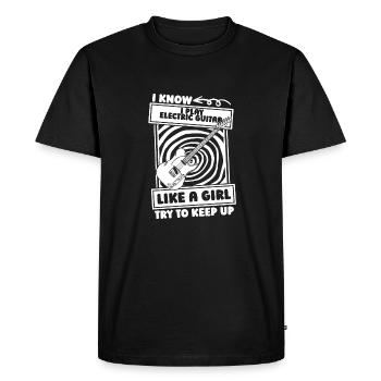 Guitare électrique Guitare électrique Fille - T-shirt Premium bio Homme - noir - Devant - Nico (187cm)