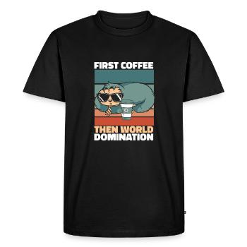 Sloth Coffee - Men's Premium Organic T-Shirt - black - Front - Nico (187cm)