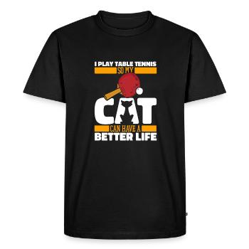 Table Tennis Ping-Pong Cat - Men's Premium Organic T-Shirt - black - Front - Nico (187cm)