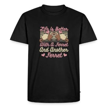 Ferret polecat love - Men's Premium Organic T-Shirt - black - Front - Nico (187cm)