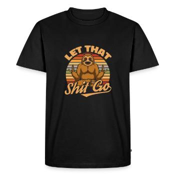 Sloth, Funny, Sloth, Yoga - Men's Premium Organic T-Shirt - black - Front - Nico (187cm)