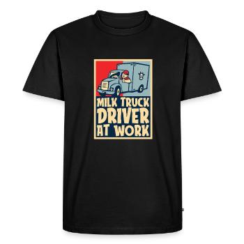 Camion de lait de vache Chauffeur de lait - T-shirt Premium bio Homme - noir - Devant - Nico (187cm)