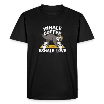 Sloth, Coffee, Sloth, Yoga - Men's Premium Organic T-Shirt - black - Front - Nico (187cm)