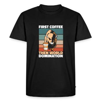 Café Bison Buffalo - T-shirt Premium bio Homme - noir - Devant - Nico (187cm)