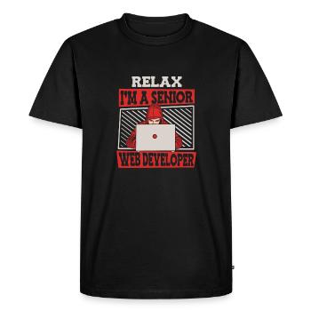 Web Developer Web Developer Senior - Men's Premium Organic T-Shirt - black - Front - Nico (187cm)