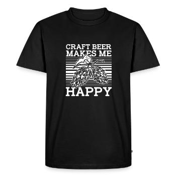 Bière artisanale Bière artisanale Houblon de bière artisanale - T-shirt Premium bio Homme - noir - Devant - Nico (187cm)