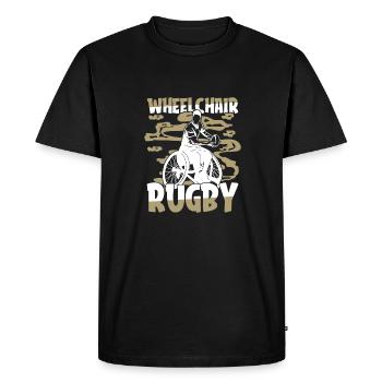 Rugby en fauteuil roulant - T-shirt Premium bio Homme - noir - Devant - Nico (187cm)