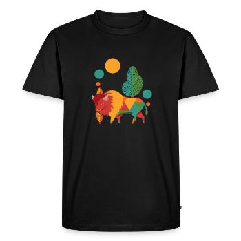 Bison Buffle Coloré - T-shirt Premium bio Homme - noir - Devant - Nico (187cm)
