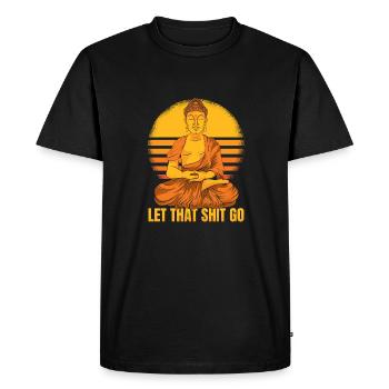 Bouddha Humour bouddhiste Bouddha Lâcher prise de la merde - T-shirt Premium bio Homme - noir - Devant - Nico (187cm)