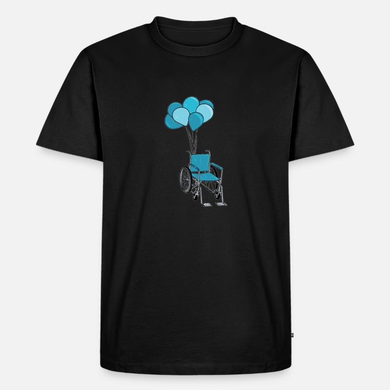 Rollstuhl Rollstuhlfahrer Ballons - Männer Premium Bio T-Shirt - Schwarz