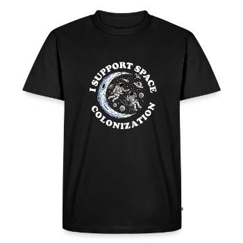 Colonisation spatiale - T-shirt Premium bio Homme - noir - Devant - Nico (187cm)