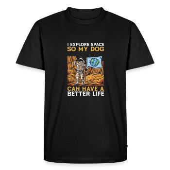 Espace Chien de l’espace Colonisation de l’espace - T-shirt Premium bio Homme - noir - Devant - Nico (187cm)