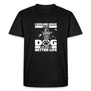 Espace Chien de l’espace Colonisation de l’espace - T-shirt Premium bio Homme - noir - Devant - Nico (187cm)