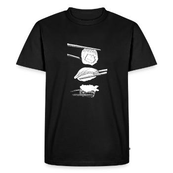 Sushi Chopsticks - Men's Premium Organic T-Shirt - black - Front - Nico (187cm)