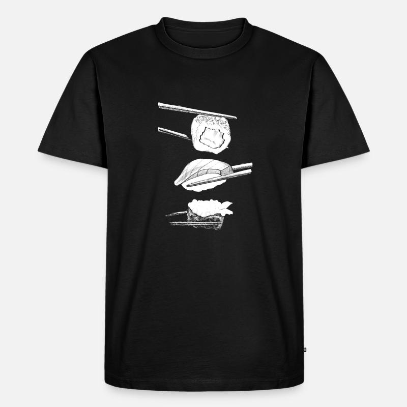 Sushi Essstäbchen - Männer Premium Bio T-Shirt - Schwarz