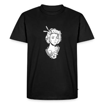 Fleurs de Geisha - T-shirt Premium bio Homme - noir - Devant - Nico (187cm)
