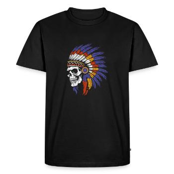 Crâne et os croisés indigènes - T-shirt Premium bio Homme - noir - Devant - Nico (187cm)